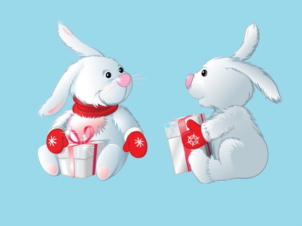 Зайчик с подарком картинки
