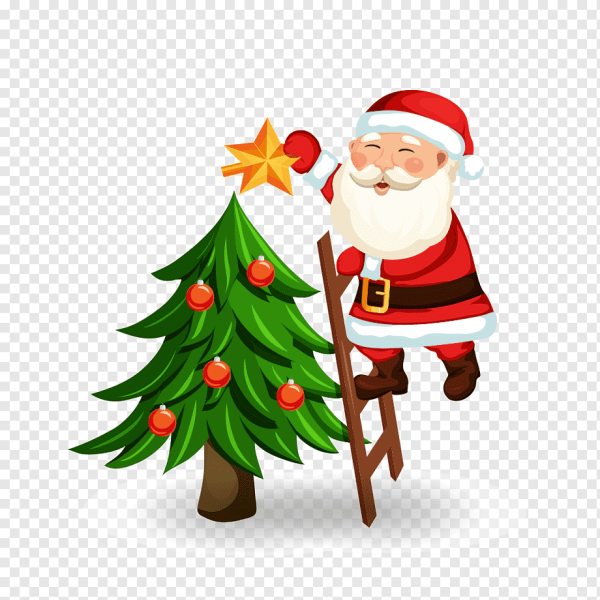 Дед Мороз наряжает елку