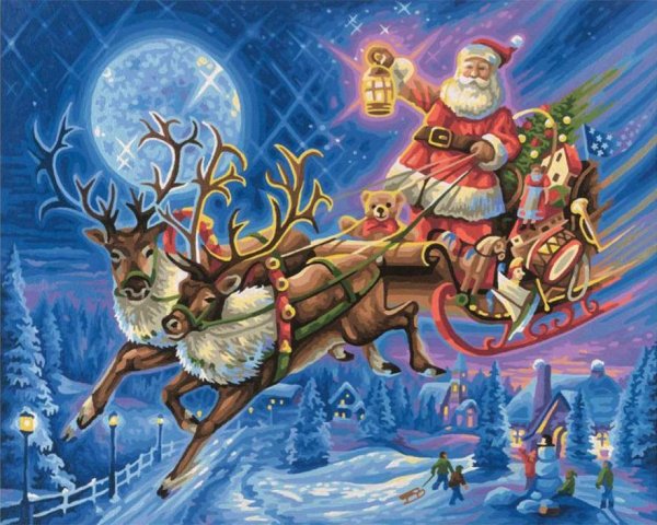 Schipper картина по номерам "Санта-Клаус на оленях" 50x80