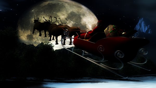 Повозка Санта Клауса с оленями