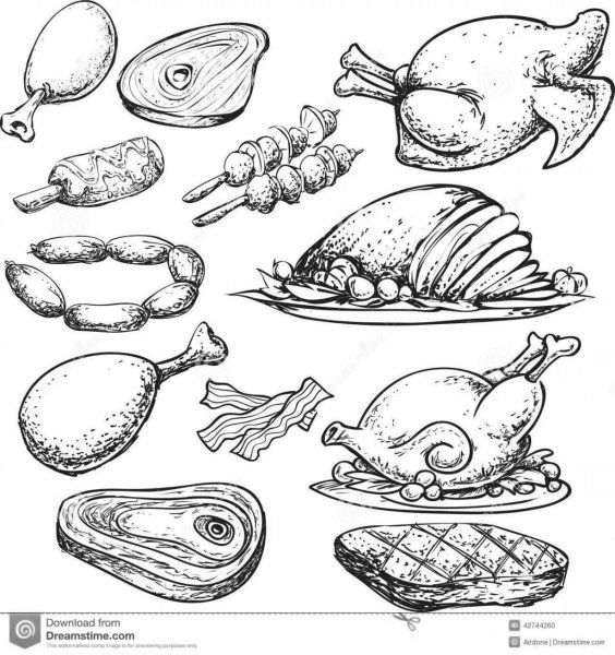 Мясные продукты раскраска