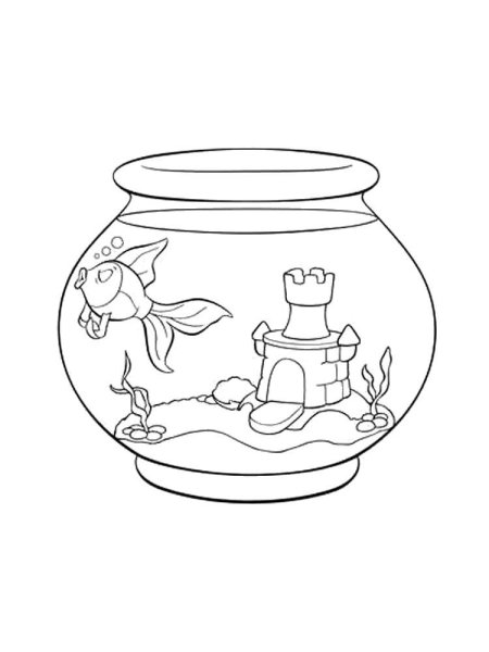 Раскраски аквариум с одной рыбкой (45 фото)