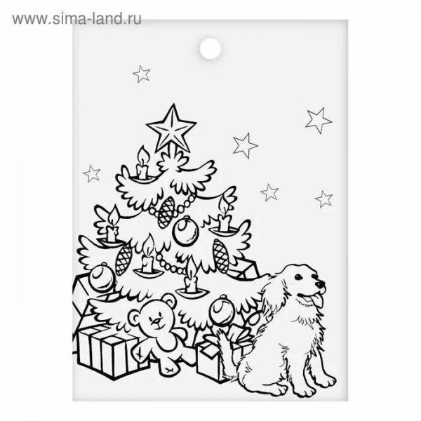 Новогодний щенок раскраска
