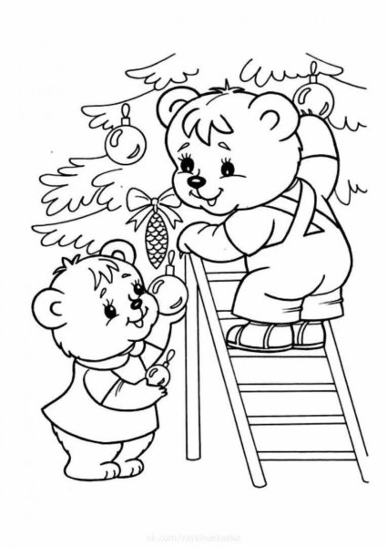 Новогодняя раскраска (мишка)