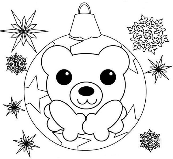 Новогодний Медвежонок раскраска