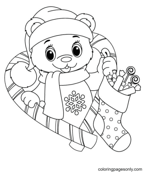 Новогодняя раскраска (мишка)