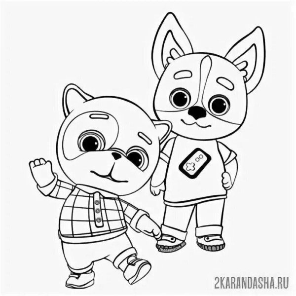Буся кошечки собачки раскраска