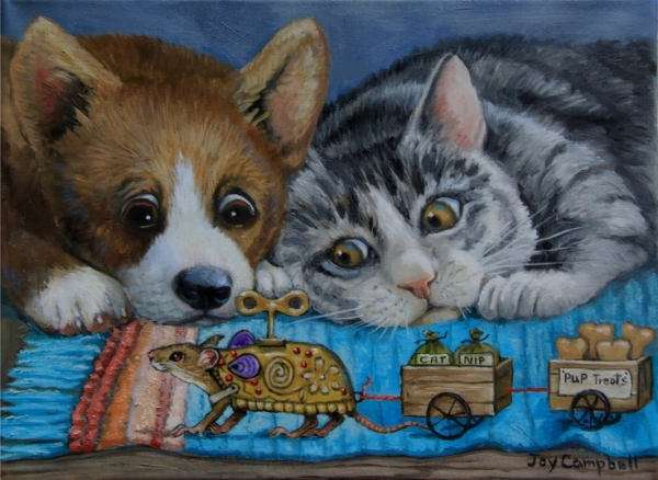 Картина кот и собака