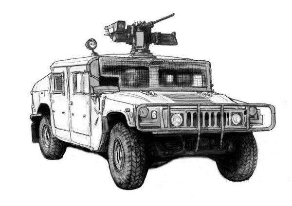 Военный Хаммер раскраска
