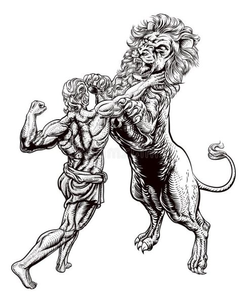 Геракл и немейский Лев рисунок