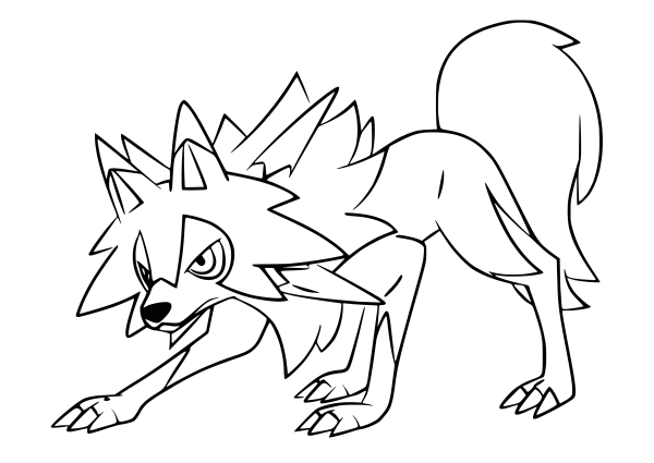 Покемон Lycanroc раскраска