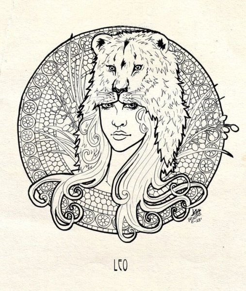 Знак зодиака Лев раскраска