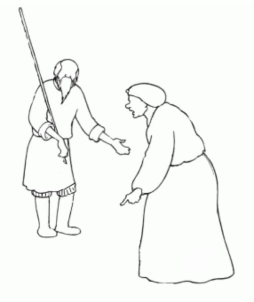 Старик со старухой раскраска