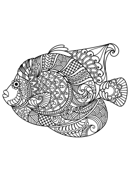 Раскраски для взрослых рыба (41 фото)