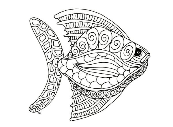 Раскраски для взрослых рыбка (42 фото)