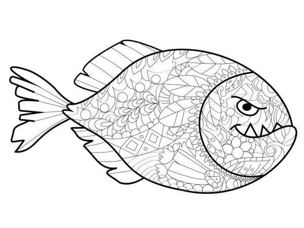 Раскраски рыба пиранья (36 фото)