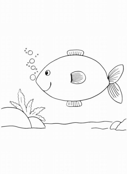 Рыба в водорослях раскраска