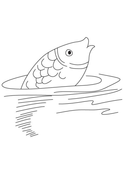 Раскраска рыбка в воде