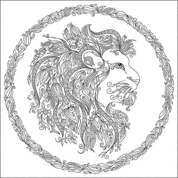 Знак зодиака Лев раскраска