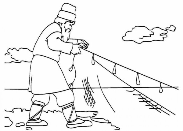 Раскраски к сказке Пушкина о рыбаке и рыбке