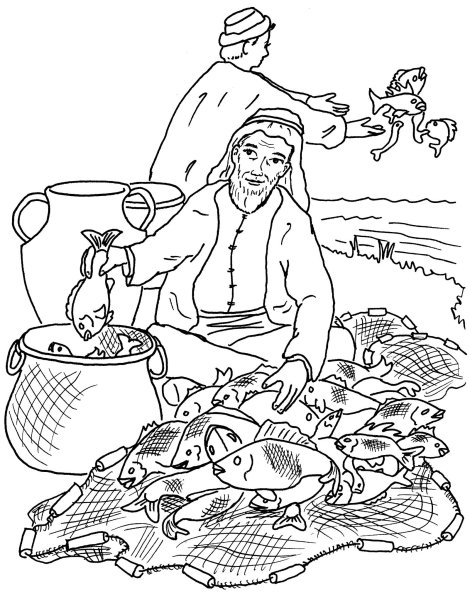 Сказка о рыбаке и рыбке раскраска