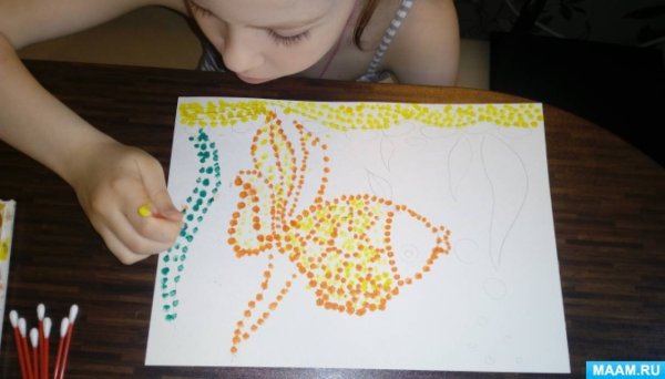 Раскраски золотая рыбка ватными палочками (50 фото)