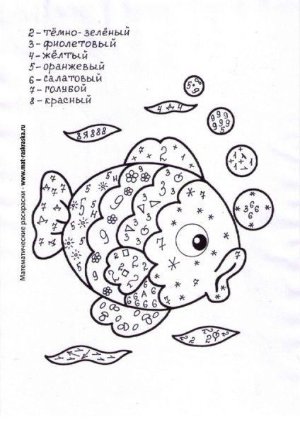 Математическая раскраска рыбки для детей