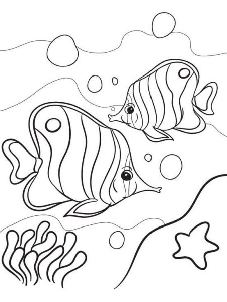 Раскраски рыбки подводный мир (42 фото)