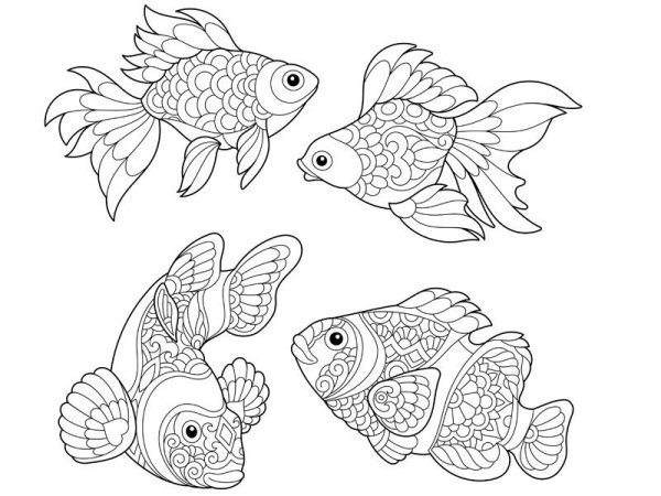 Раскраски рыбки с узорами (46 фото)