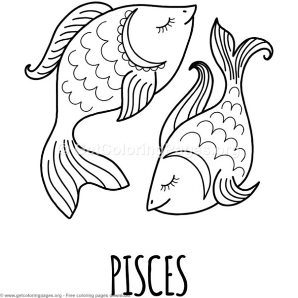 Знак зодиака рыбы раскраска