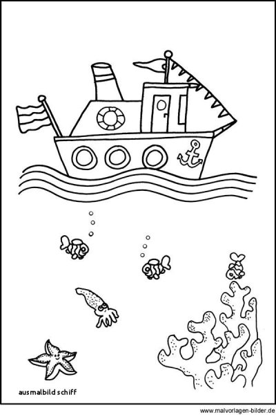 Раскраски рыбы и корабль (50 фото)
