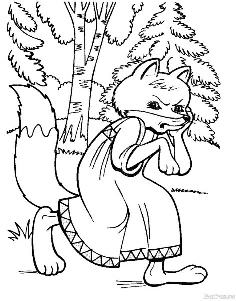 Кот и лиса раскраска