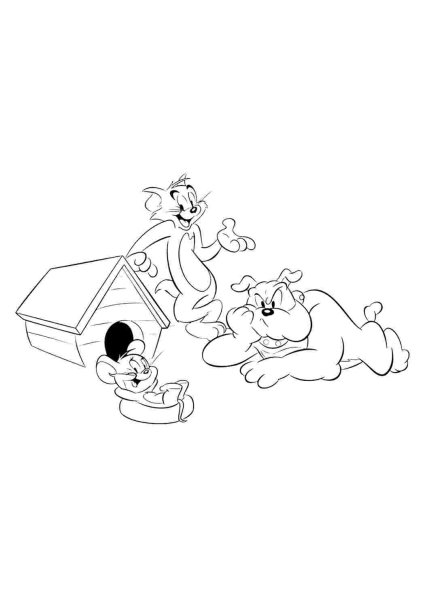 Собака из том и Джерри раскраска