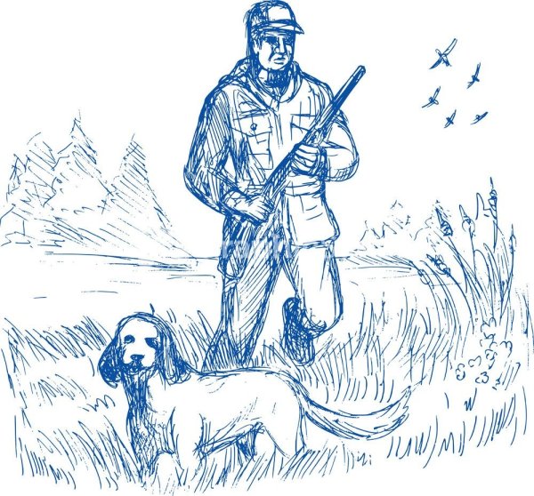 Охотник рисунок карандашом