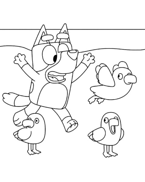 Раскраска друзья Bluey