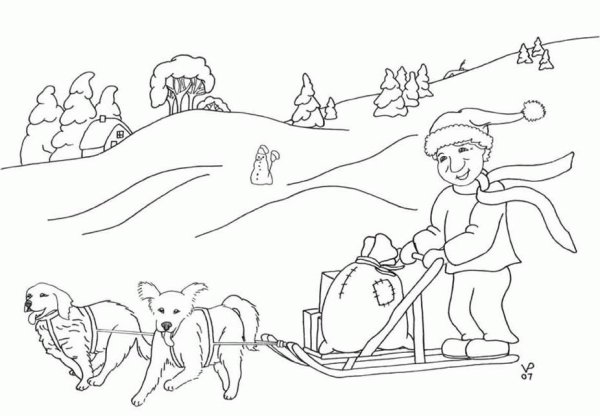 Ездовые собаки раскраска