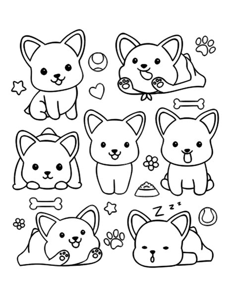 Раскраски милые собачки корги