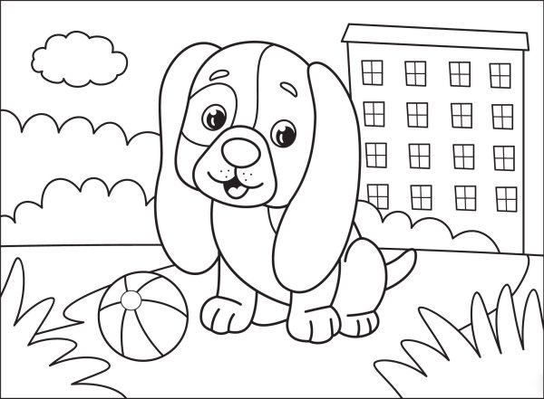 Раскраска собачка 4-5 лет