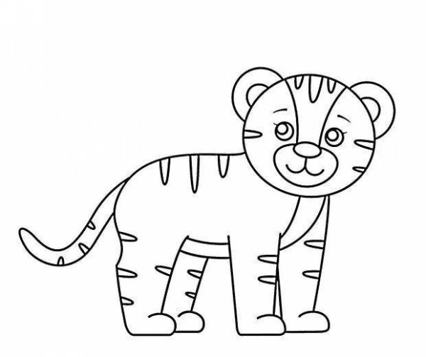 Тигр раскраска для детей 4-5 лет
