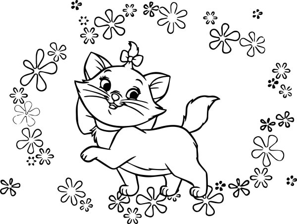 Кошечка с бантиком раскраска