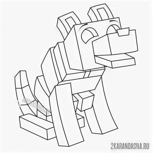 Раскраска майнкрафт собака