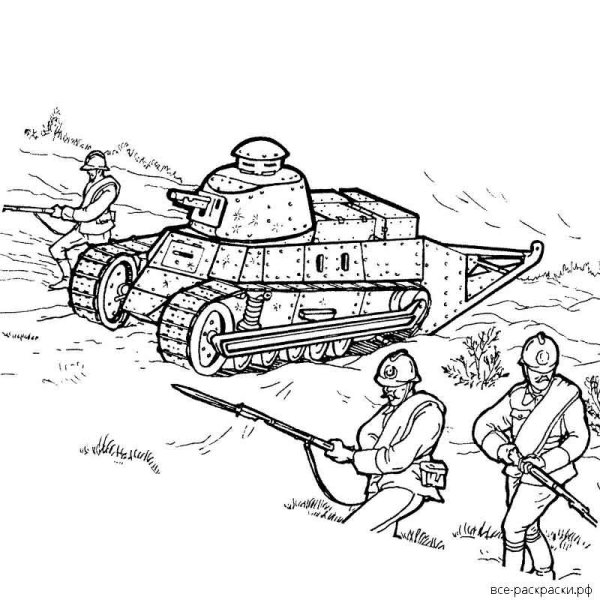 Раскраска танк т 34 с солдатами