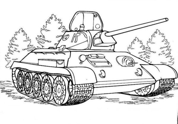 Танк т-34 раскраска для детей