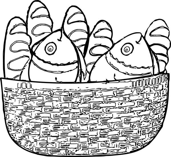 Корзина с продуктами раскраска