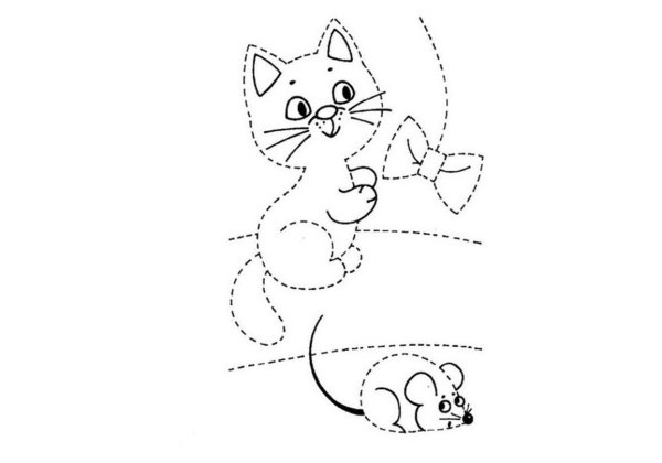 Кошка и мышка раскраска