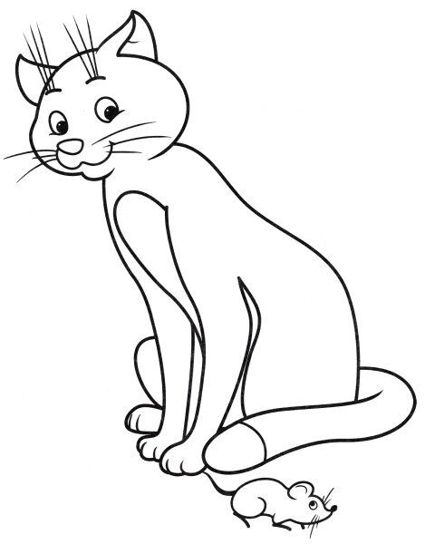 Кошка и мышка раскраска
