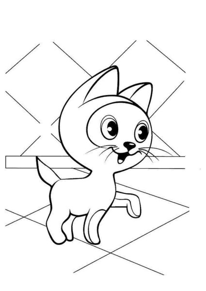 Раскраска котенок Гав и щенок шарик