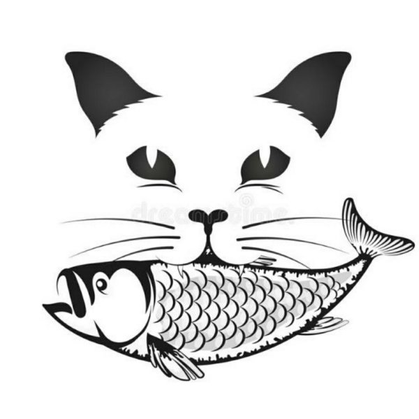 Кот с рыбой вектор