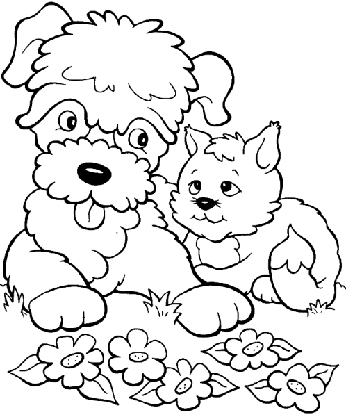 Кошки и собаки. Раскраска