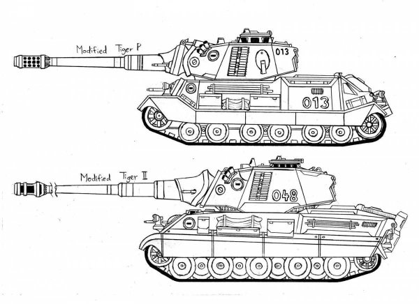 Раскраска танк Королевский тигр